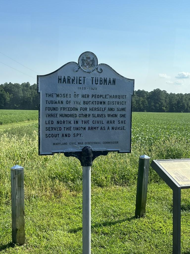 Historical marker near where Harriet Tubman was enslaved in her youth