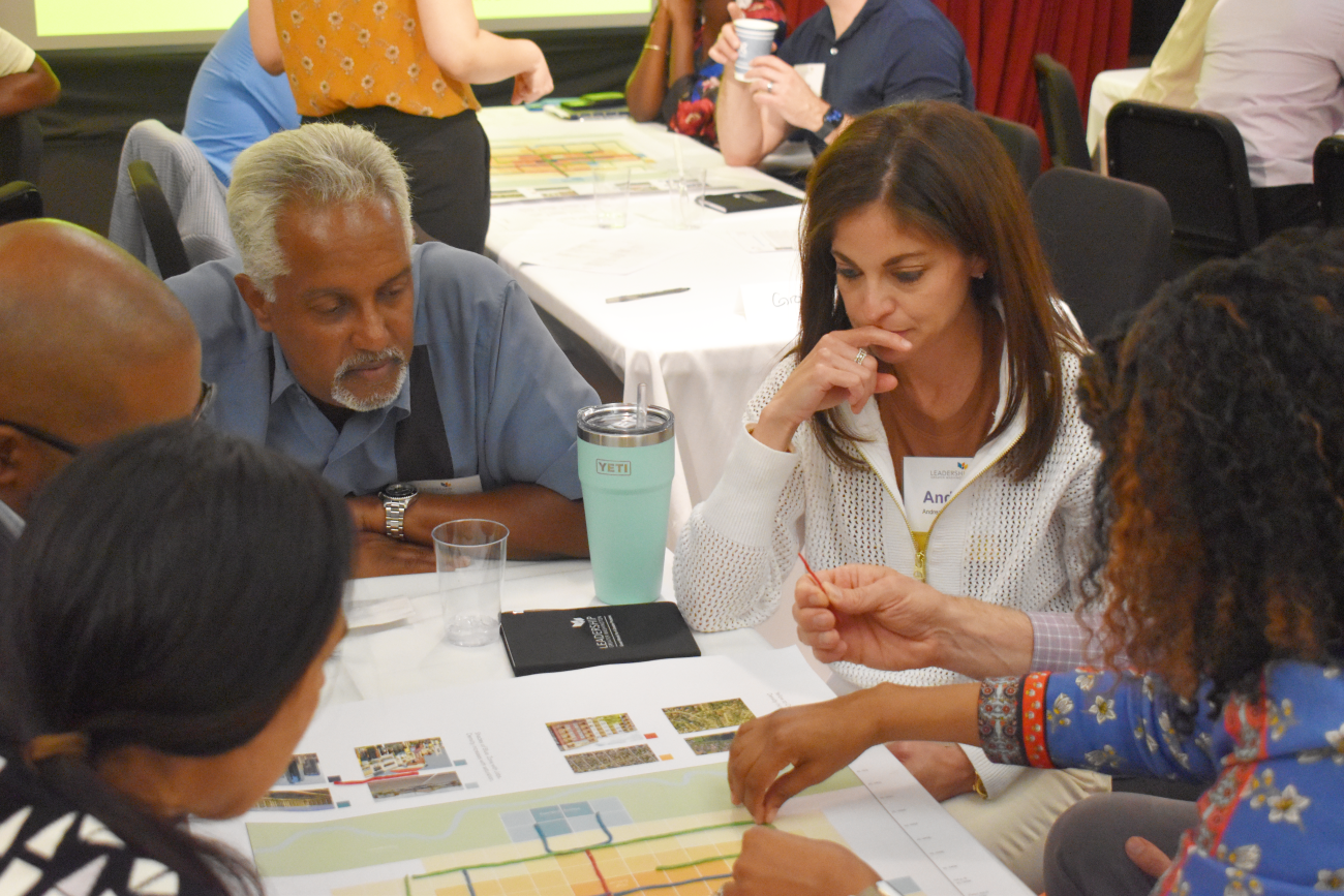 Group workshopping at table