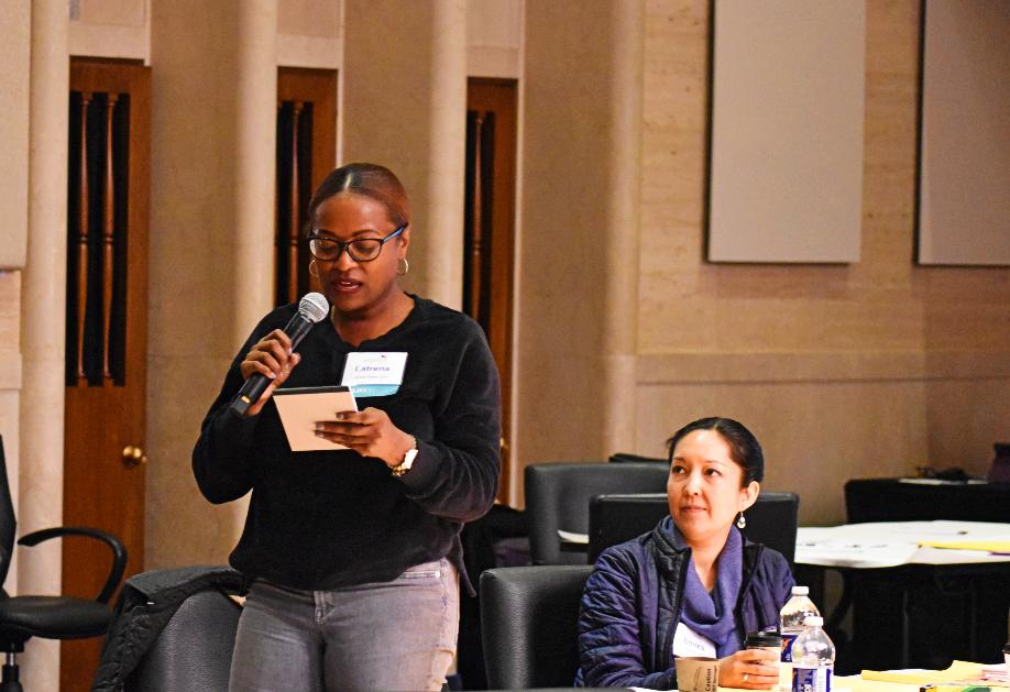 people in cafe talking