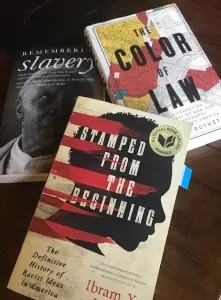 Images of books on table