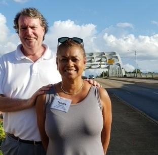 Tamara Lucas Copeland and LGW CEO Doug Duncan at the Edmund Pettus Bridge in Selma, AL